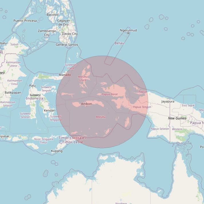 APSTAR 6D at 134° E downlink Ku-band S59 User Spot beam coverage map