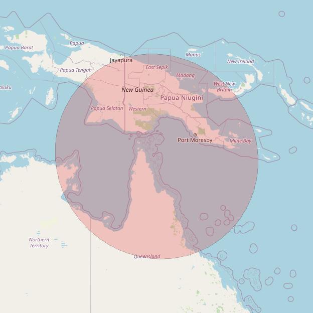 APSTAR 6D at 134° E downlink Ku-band S65 User Spot beam coverage map