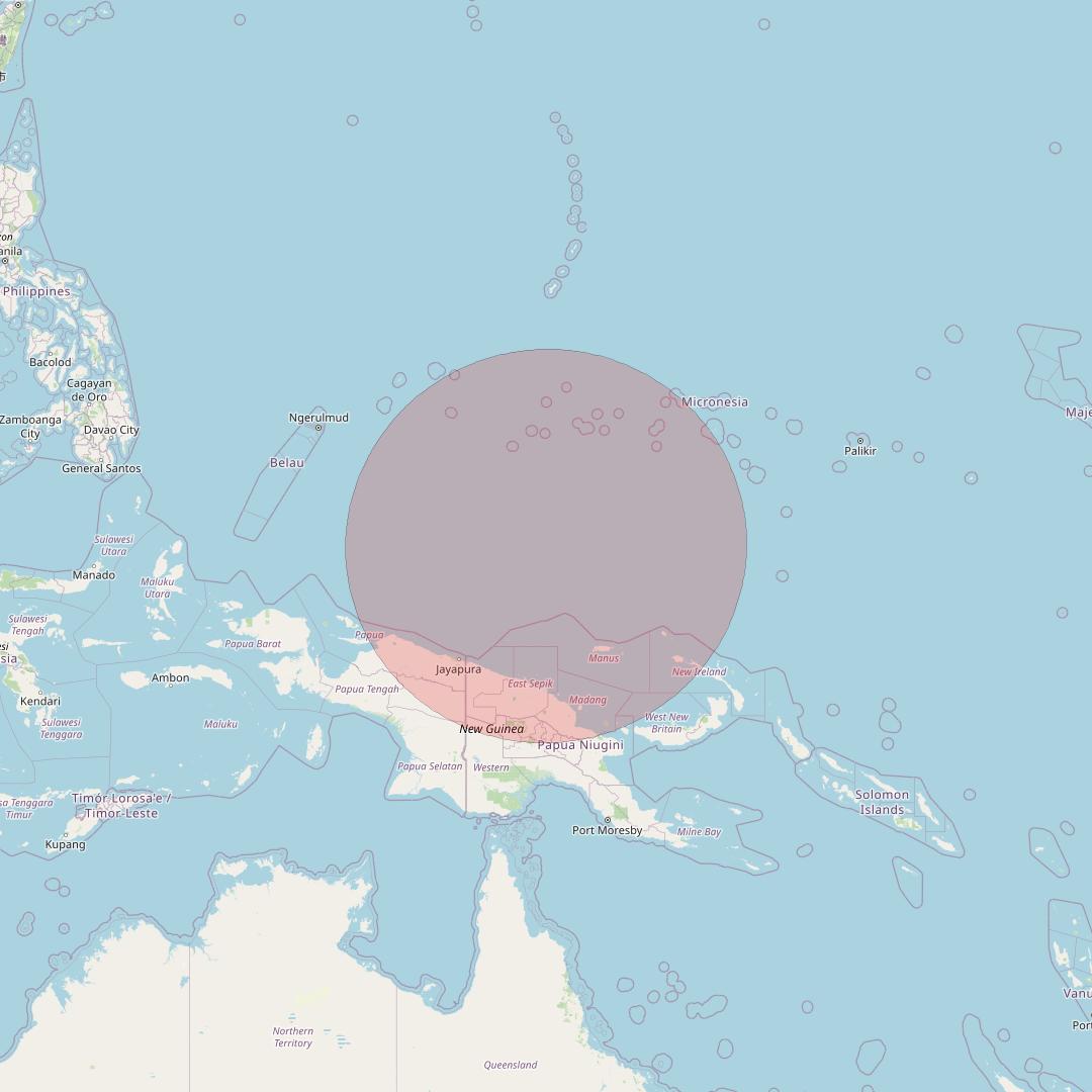 APSTAR 6D at 134° E downlink Ku-band S71 User Spot beam coverage map