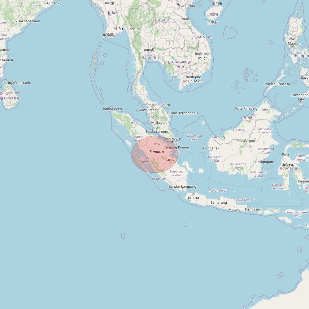 APSTAR 6E at 134&deg; E downlink Ku-band Spot02 User Spot beam coverage map