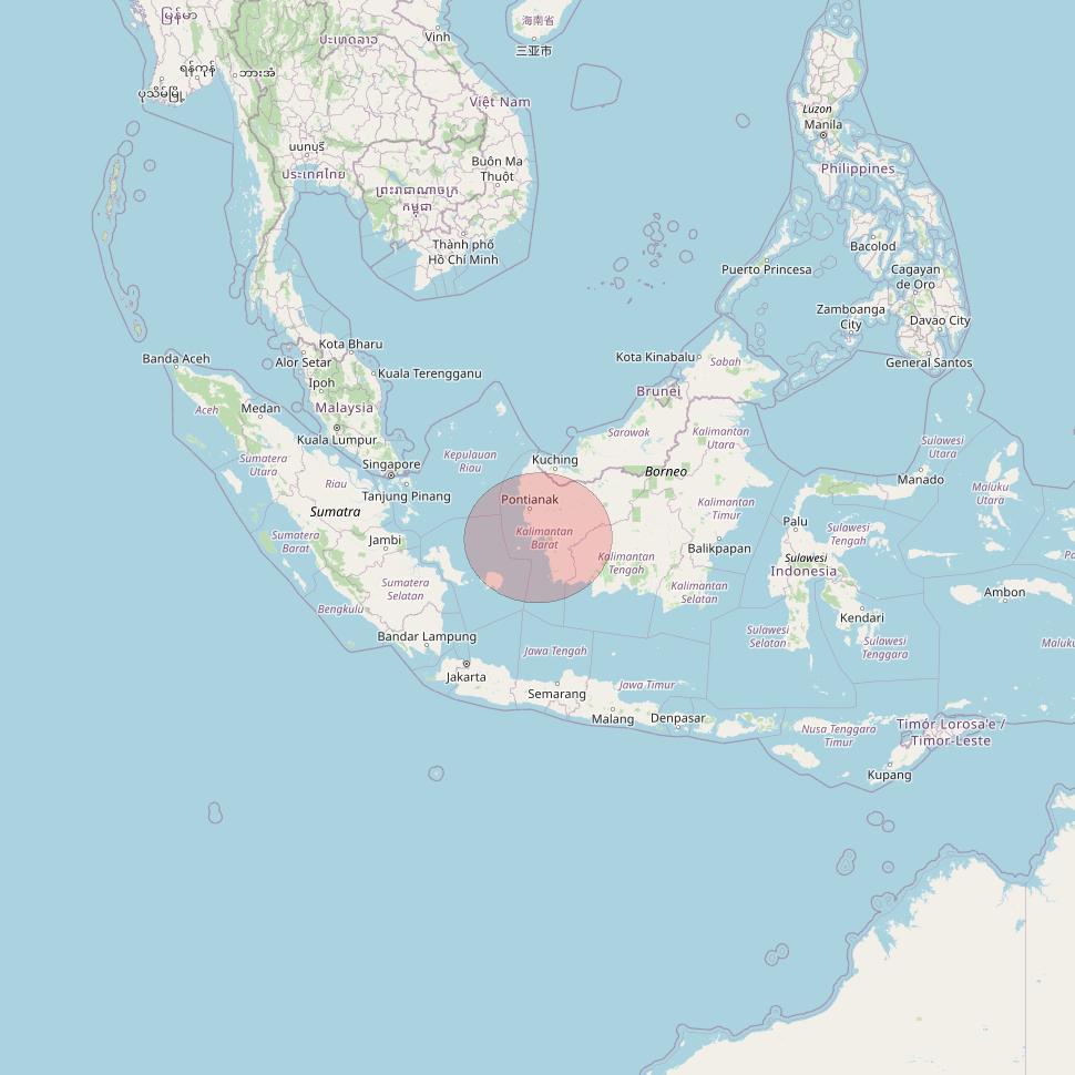 APSTAR 6E at 134&deg; E downlink Ku-band Spot05 User Spot beam coverage map