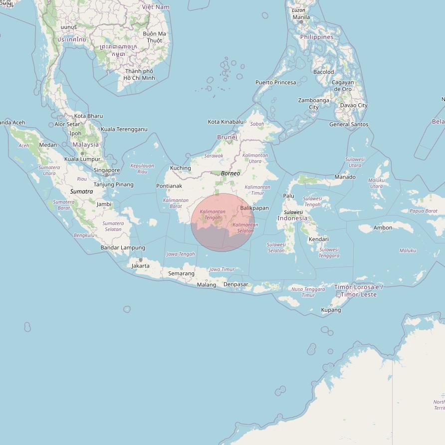 APSTAR 6E at 134&deg; E downlink Ku-band Spot08 User Spot beam coverage map