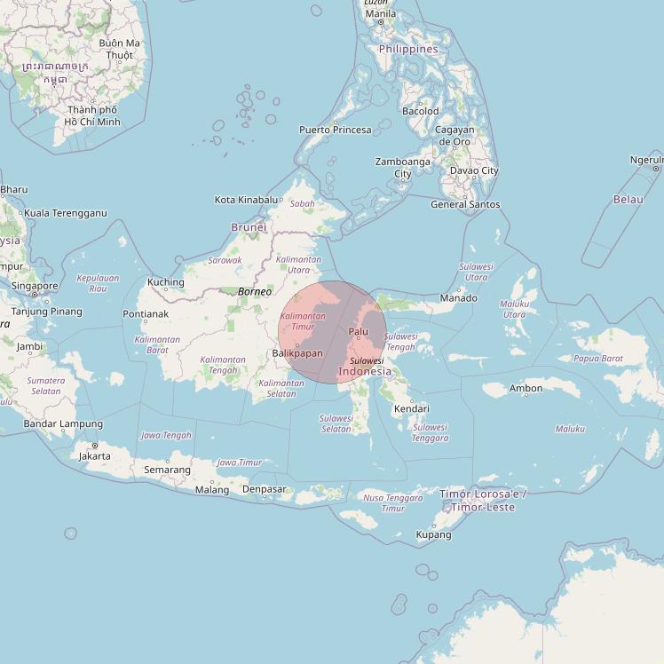 APSTAR 6E at 134&deg; E downlink Ku-band Spot11 User Spot beam coverage map