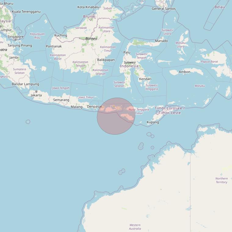 APSTAR 6E at 134&deg; E downlink Ku-band Spot13 User Spot beam coverage map