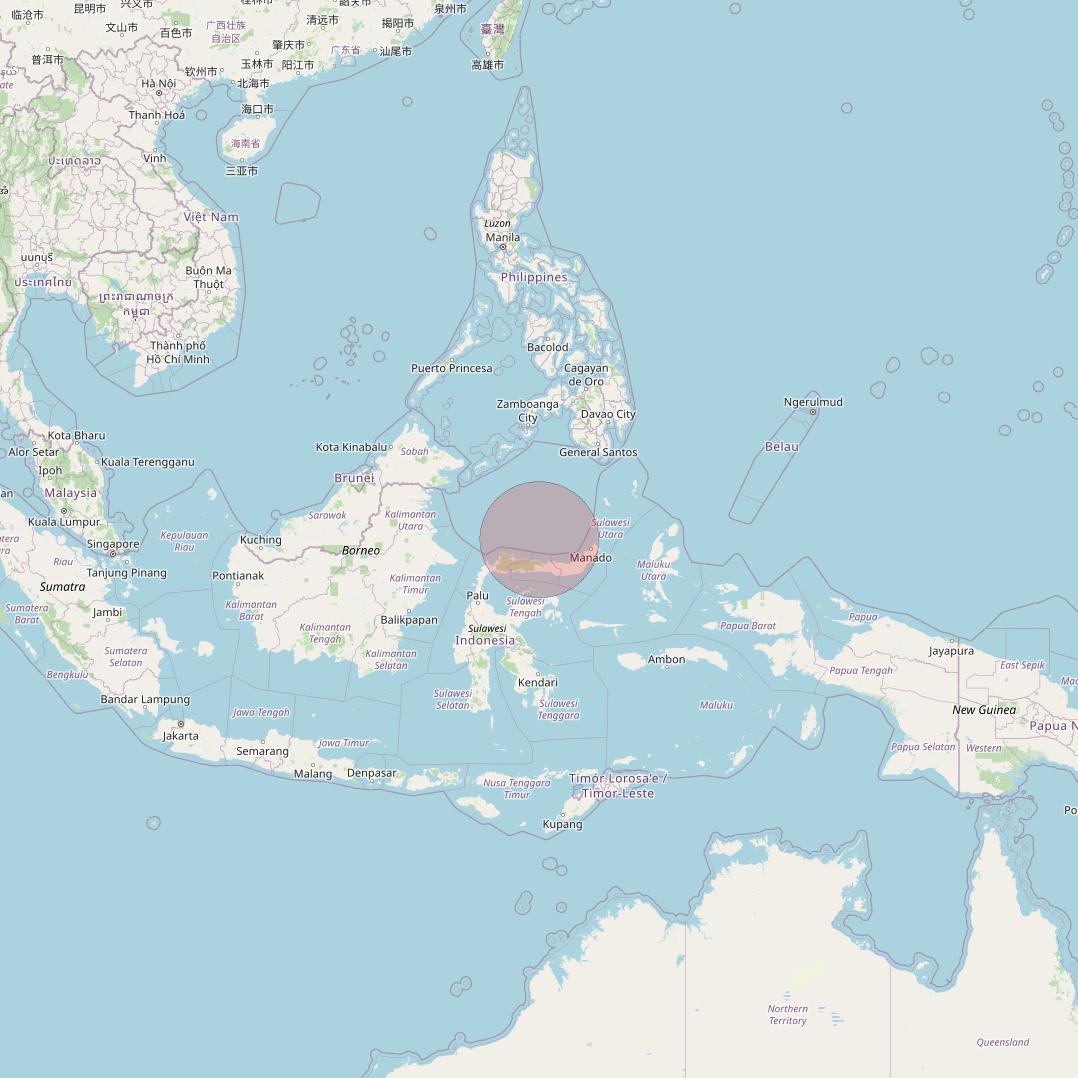 APSTAR 6E at 134&deg; E downlink Ku-band Spot14 User Spot beam coverage map