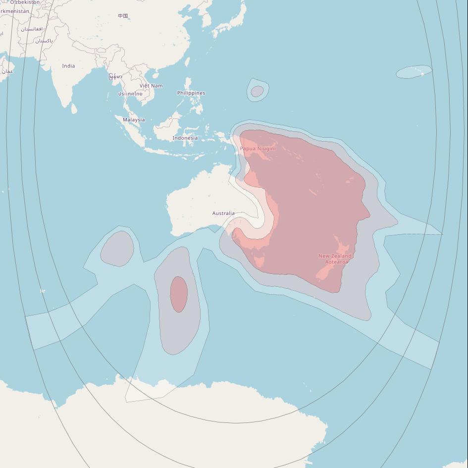 Telstar 18V at 138° E downlink Ku-band Australia, New Zealand beam coverage map