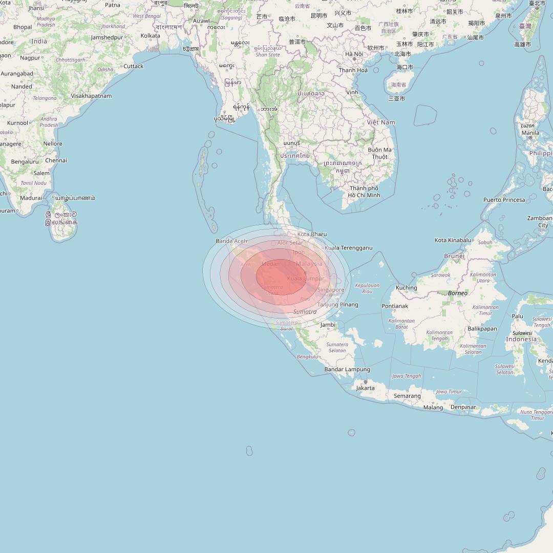 Telstar 18V at 138° E downlink Ku-band HTS01TX Spot beam coverage map