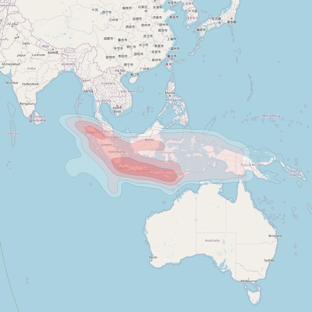 Telstar 18V at 138° E downlink Ku-band Malaysia beam coverage map