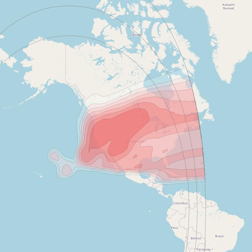 Eutelsat 139 West A at 139° W downlink Ku-band CONUS beam coverage map