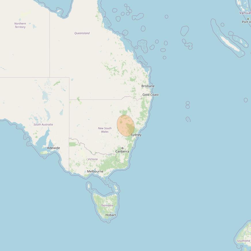 NBN-Co 1A at 140° E downlink Ka-band 33 (Bathurst) narrow spot beam coverage map