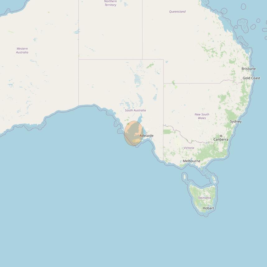 NBN-Co 1A at 140° E downlink Ka-band 36 (Yorketown) narrow spot beam coverage map