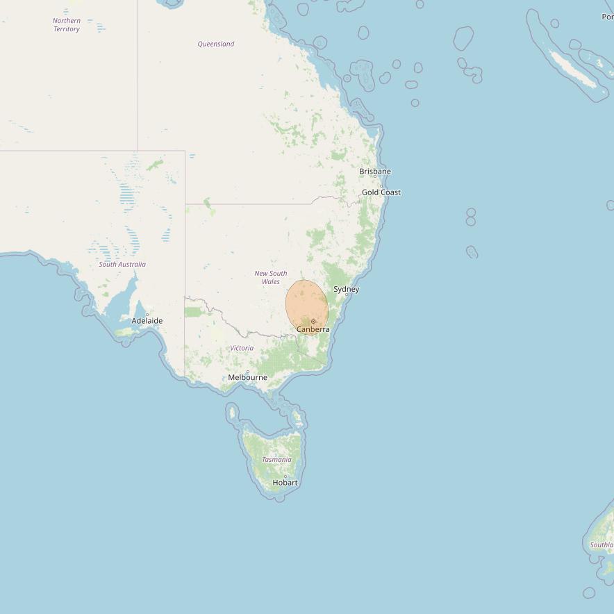 NBN-Co 1A at 140° E downlink Ka-band 41 (Canberra) narrow spot beam coverage map