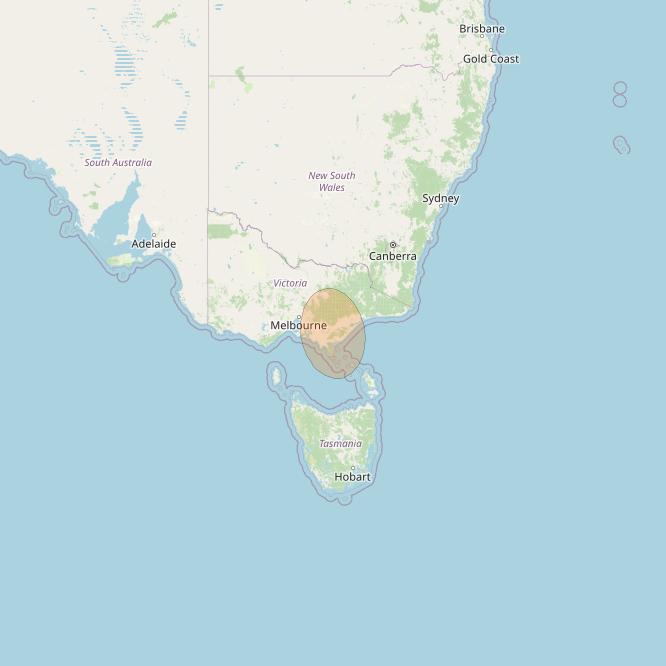 NBN-Co 1A at 140° E downlink Ka-band 52 (Inverloch) narrow spot beam coverage map