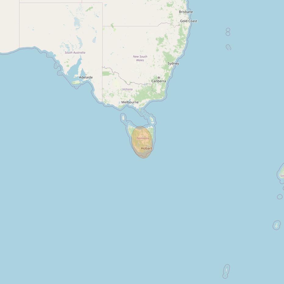 NBN-Co 1A at 140° E downlink Ka-band 56 (Hobart) narrow spot beam coverage map