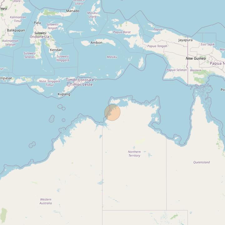 NBN-Co 1A at 140° E downlink Ka-band 58 (Darwin) narrow spot beam coverage map