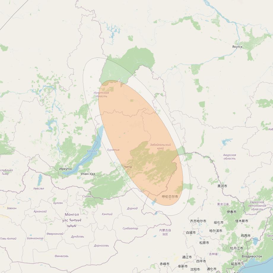 Express AM5 at 140° E downlink Ka-band Spot 01 beam coverage map