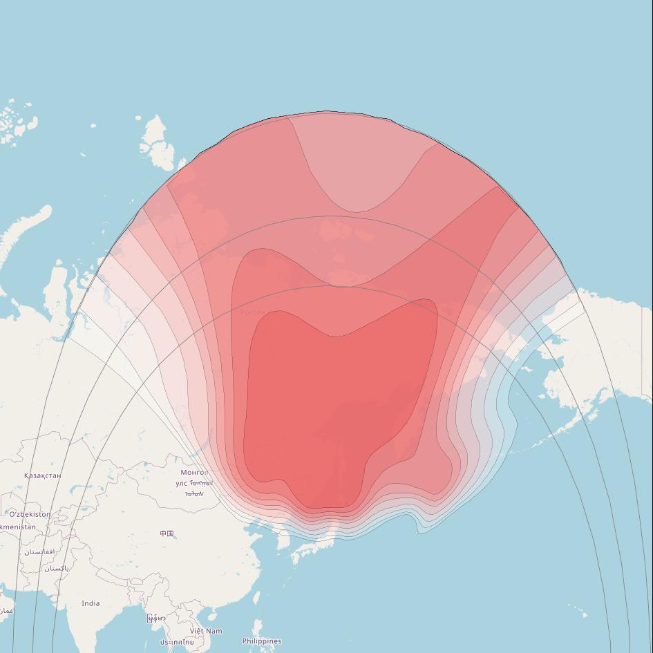 Express AT2 at 140° E downlink Ku-band Fixed Zone beam coverage map