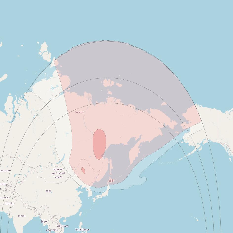 Express AM5 at 140° E downlink Ku-band Fixed Zone 2 beam coverage map