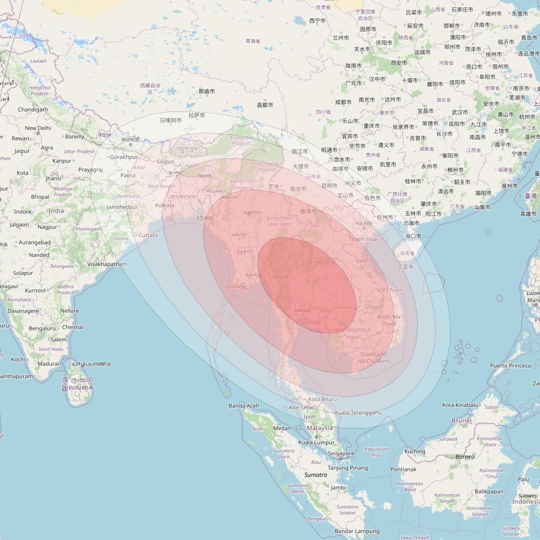 APSTAR 9 at 142° E downlink Ku-band Steerable beam coverage map