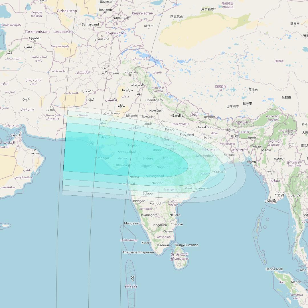 Inmarsat-4F2 at 143&deg; E downlink L-band F2S007 User Spot beam coverage map