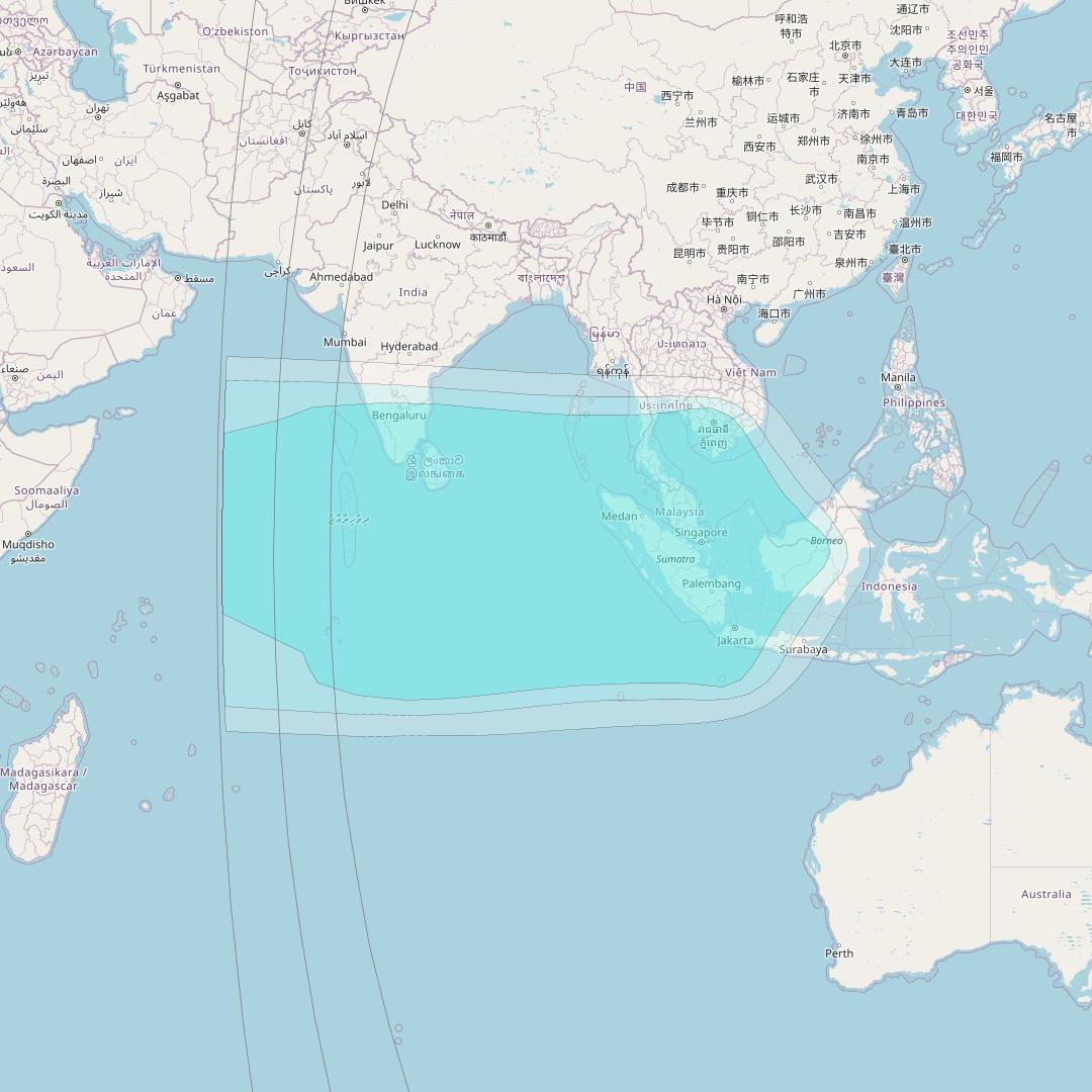 Inmarsat-4F1 at 143° E downlink L-band R018 Regional Spot beam coverage map