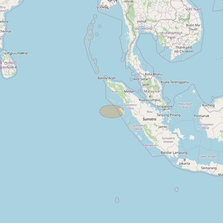 Nusantara Tiga at 146&deg; E downlink Ka-band S001 User Spot beam coverage map