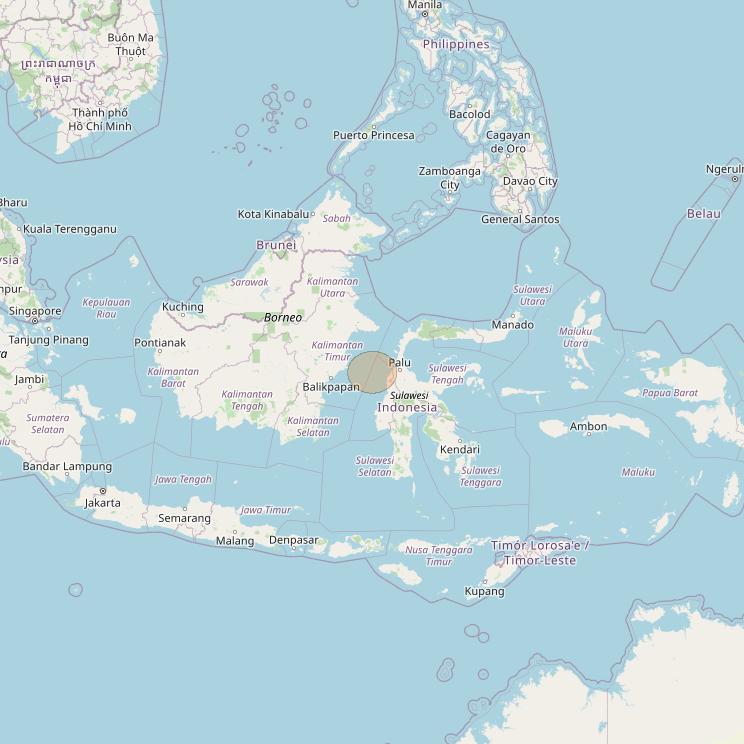 Nusantara Tiga at 146&deg; E downlink Ka-band S002 User Spot beam coverage map
