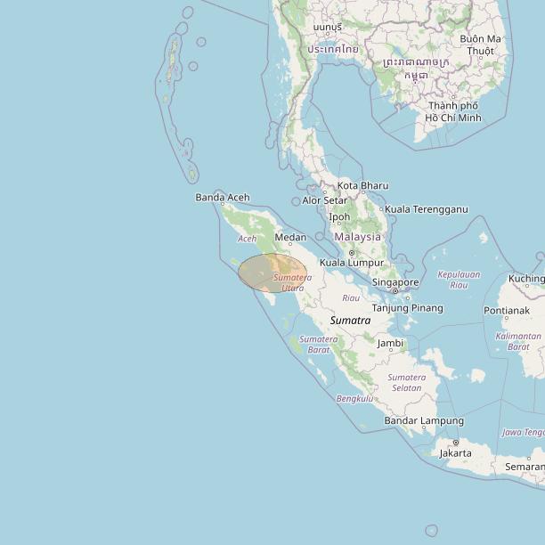 Nusantara Tiga at 146&deg; E downlink Ka-band S005 User Spot beam coverage map