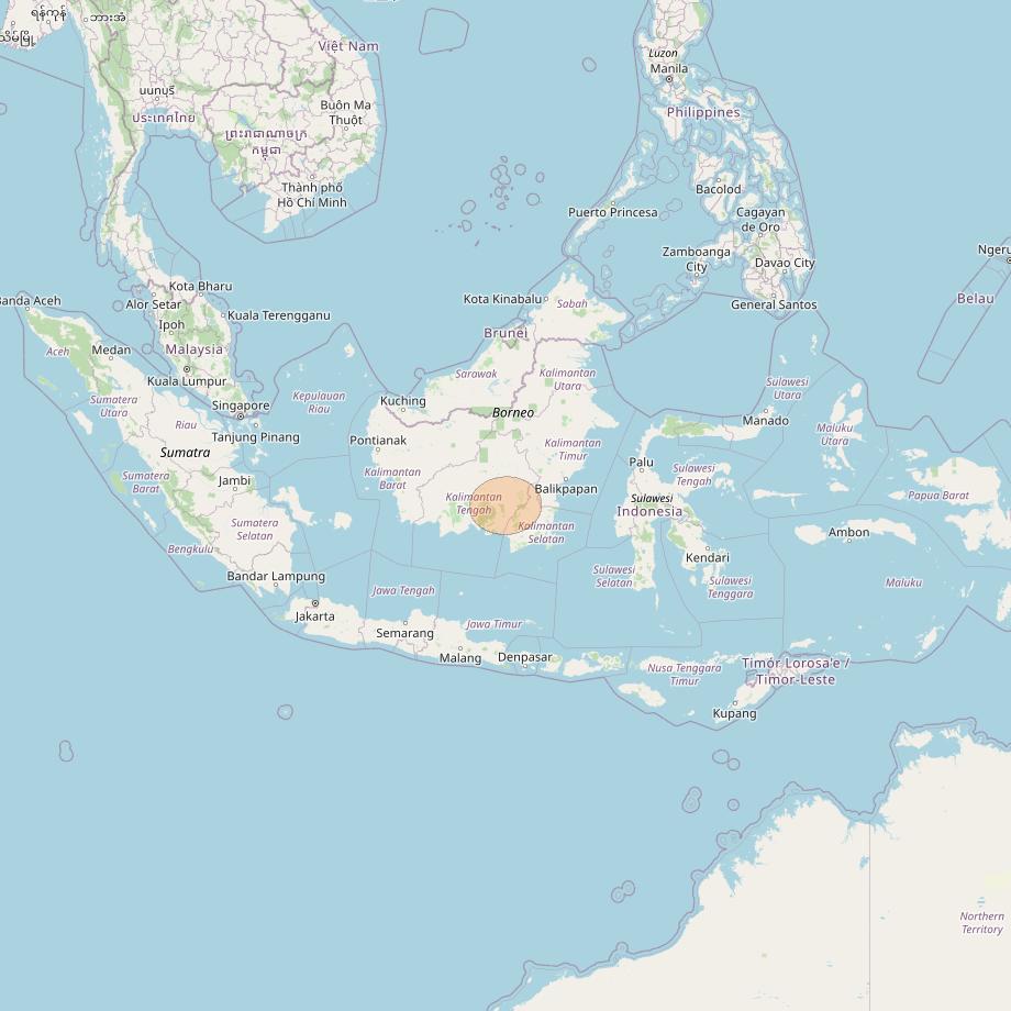 Nusantara Tiga at 146&deg; E downlink Ka-band S052 User Spot beam coverage map