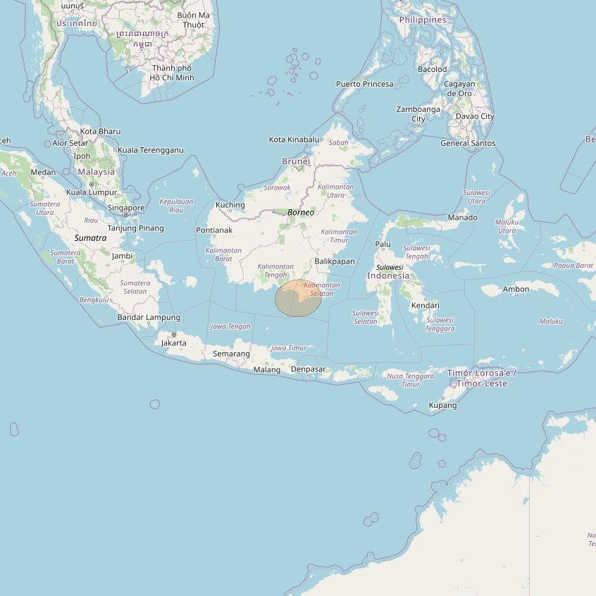 Nusantara Tiga at 146&deg; E downlink Ka-band S053 User Spot beam coverage map
