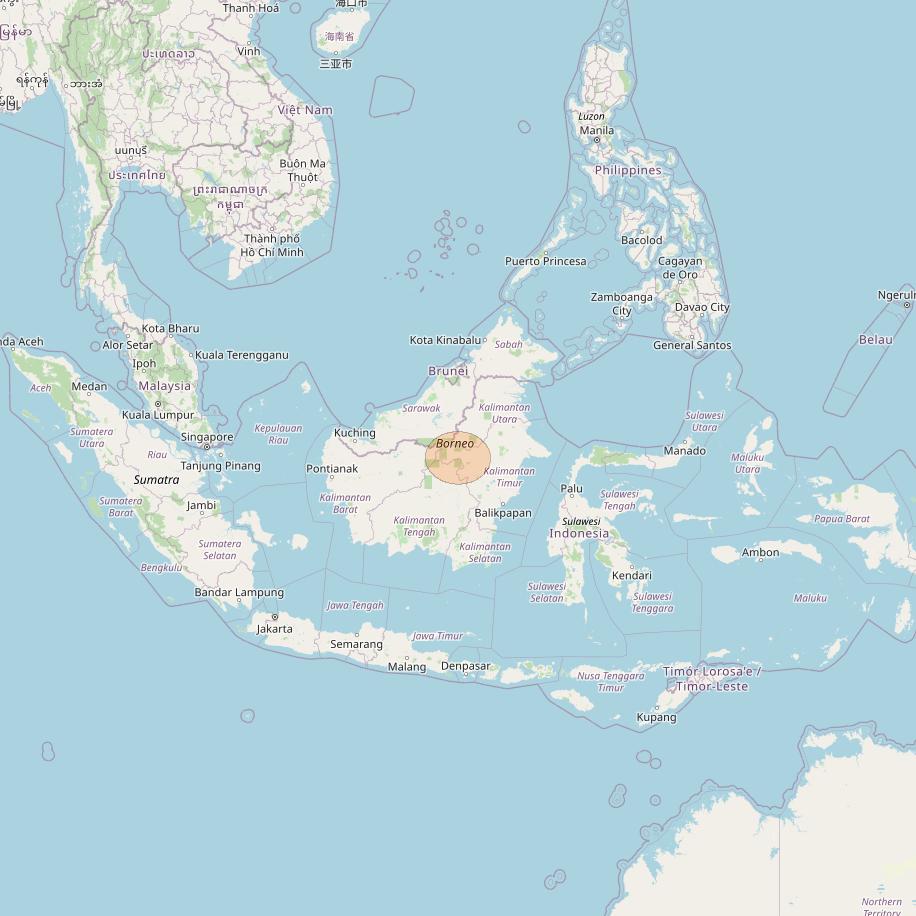 Nusantara Tiga at 146&deg; E downlink Ka-band S054 User Spot beam coverage map
