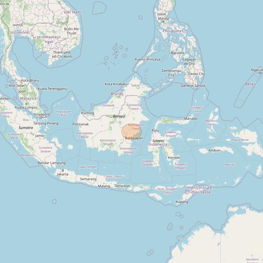 Nusantara Tiga at 146&deg; E downlink Ka-band S055 User Spot beam coverage map