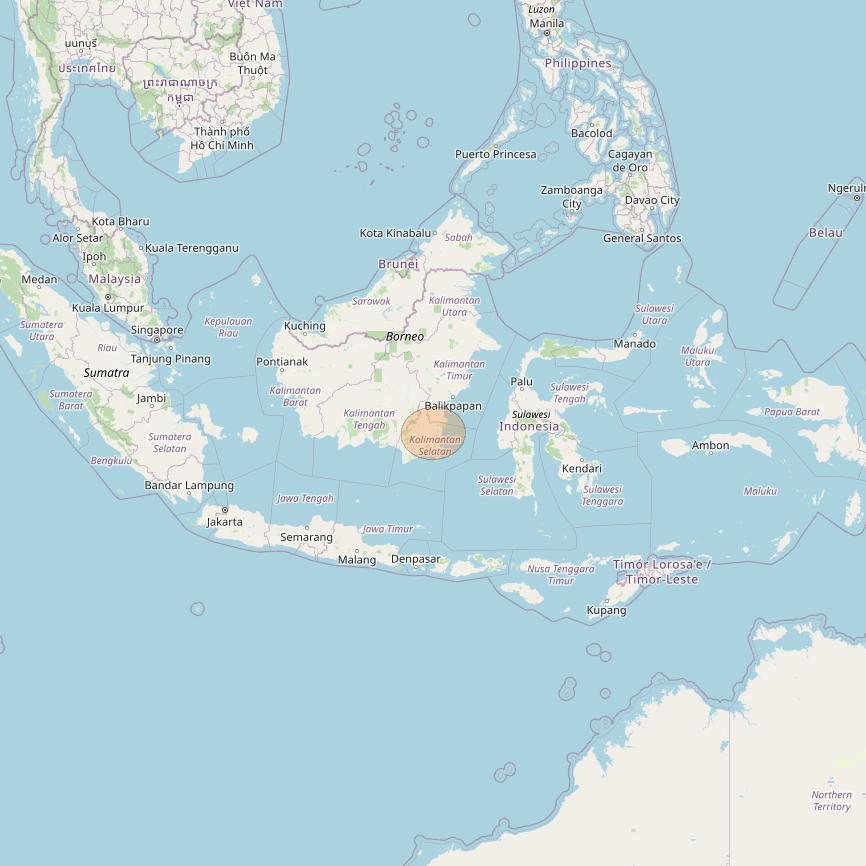 Nusantara Tiga at 146&deg; E downlink Ka-band S056 User Spot beam coverage map