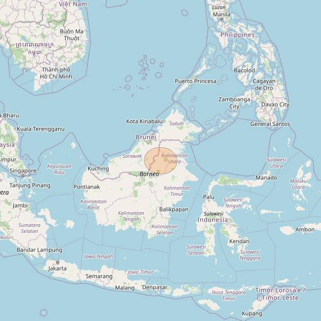 Nusantara Tiga at 146&deg; E downlink Ka-band S057 User Spot beam coverage map