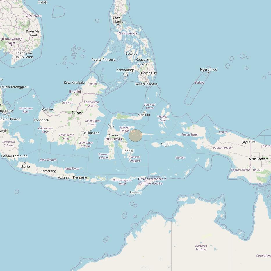 Nusantara Tiga at 146&deg; E downlink Ka-band S072 User Spot beam coverage map
