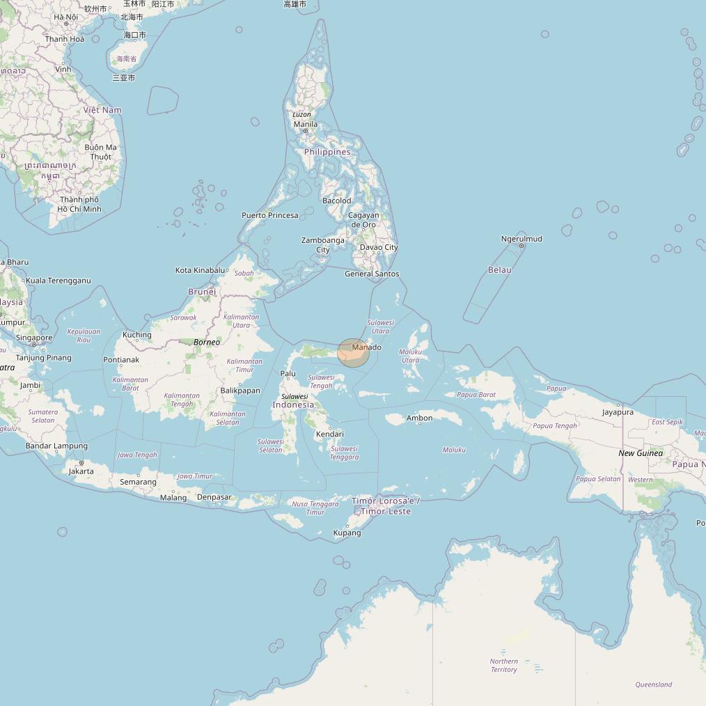 Nusantara Tiga at 146&deg; E downlink Ka-band S073 User Spot beam coverage map