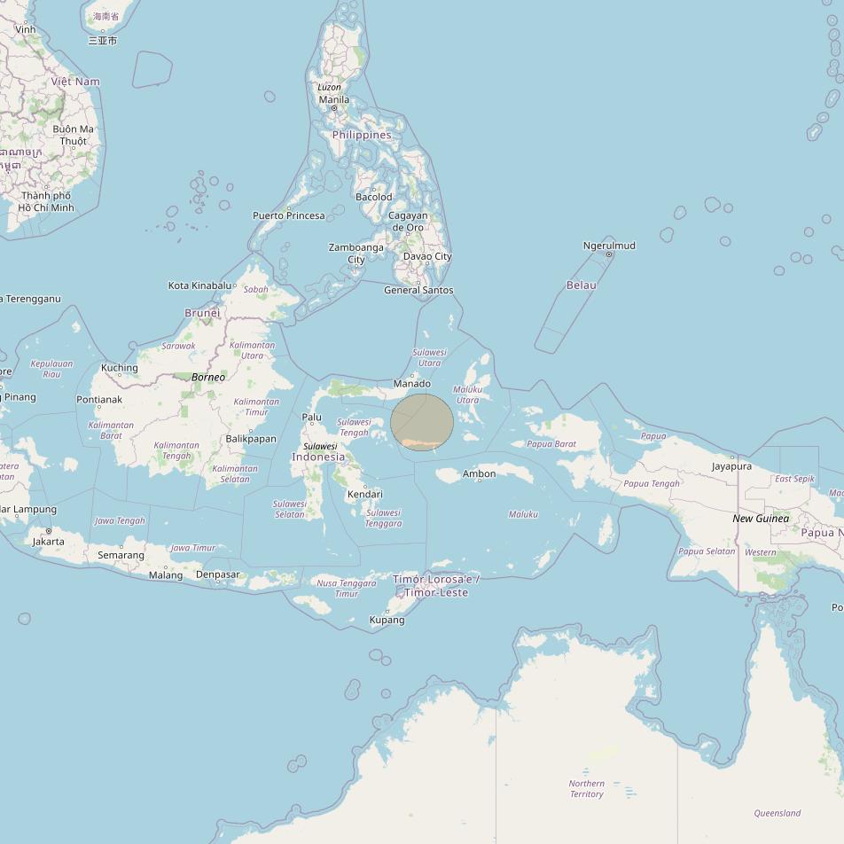 Nusantara Tiga at 146&deg; E downlink Ka-band S075 User Spot beam coverage map