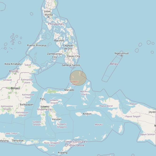 Nusantara Tiga at 146&deg; E downlink Ka-band S078 User Spot beam coverage map