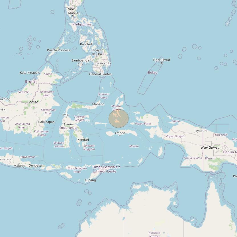 Nusantara Tiga at 146&deg; E downlink Ka-band S080 User Spot beam coverage map