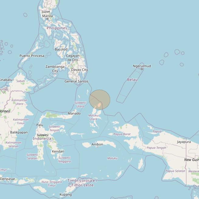 Nusantara Tiga at 146&deg; E downlink Ka-band S083 User Spot beam coverage map