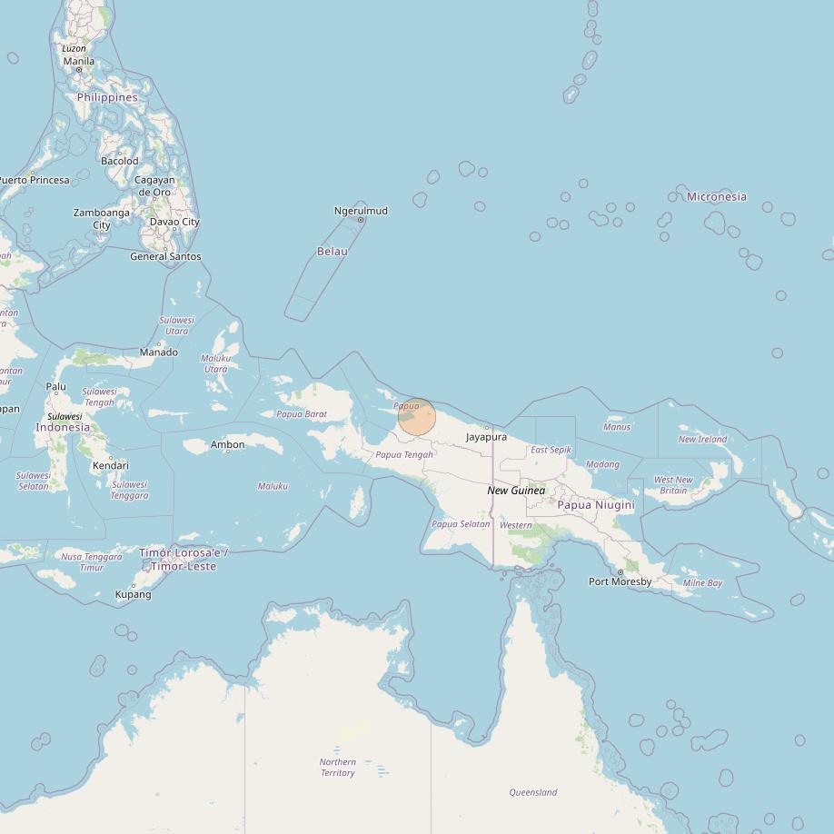 Nusantara Tiga at 146&deg; E downlink Ka-band S095 User Spot beam coverage map