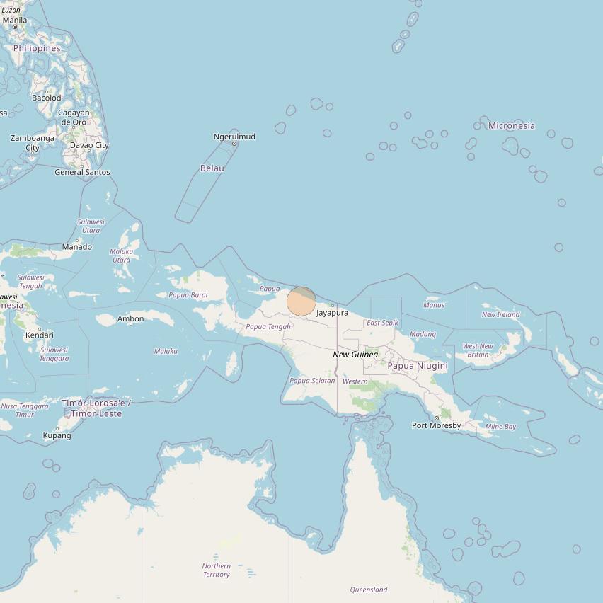 Nusantara Tiga at 146&deg; E downlink Ka-band S099 User Spot beam coverage map