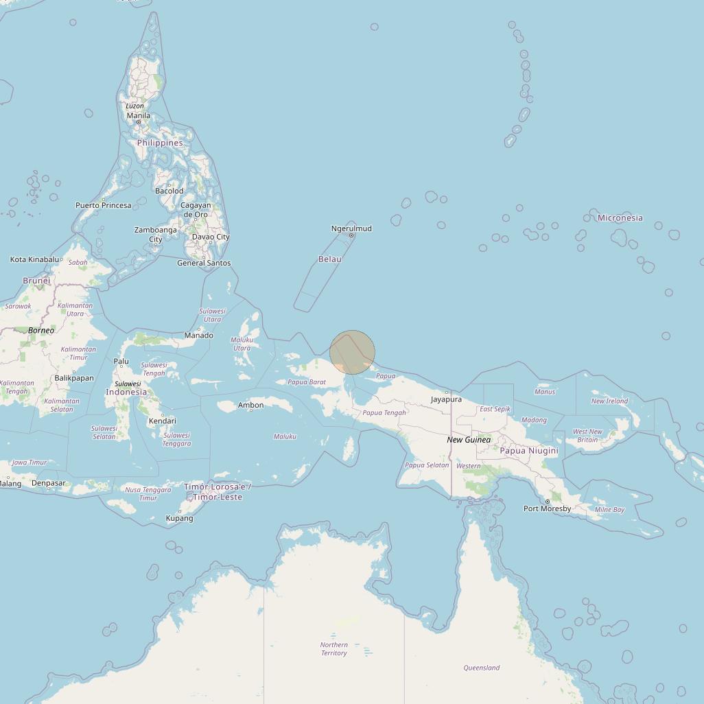 Nusantara Tiga at 146&deg; E downlink Ka-band S106 User Spot beam coverage map