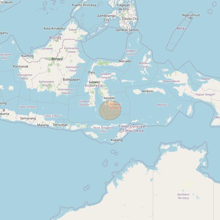 Nusantara Tiga at 146&deg; E downlink Ka-band S111 User Spot beam coverage map