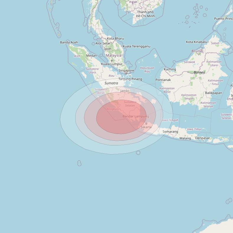 Nusantara Satu at 146° E downlink Ku-band S2 HTS Spot beam coverage map