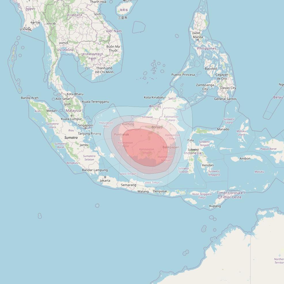 Nusantara Satu at 146° E downlink Ku-band S7 HTS Spot beam coverage map