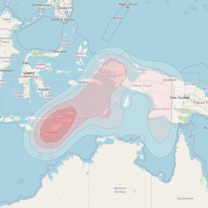 Nusantara Satu at 146° E downlink Ku-band S8 HTS Spot beam coverage map