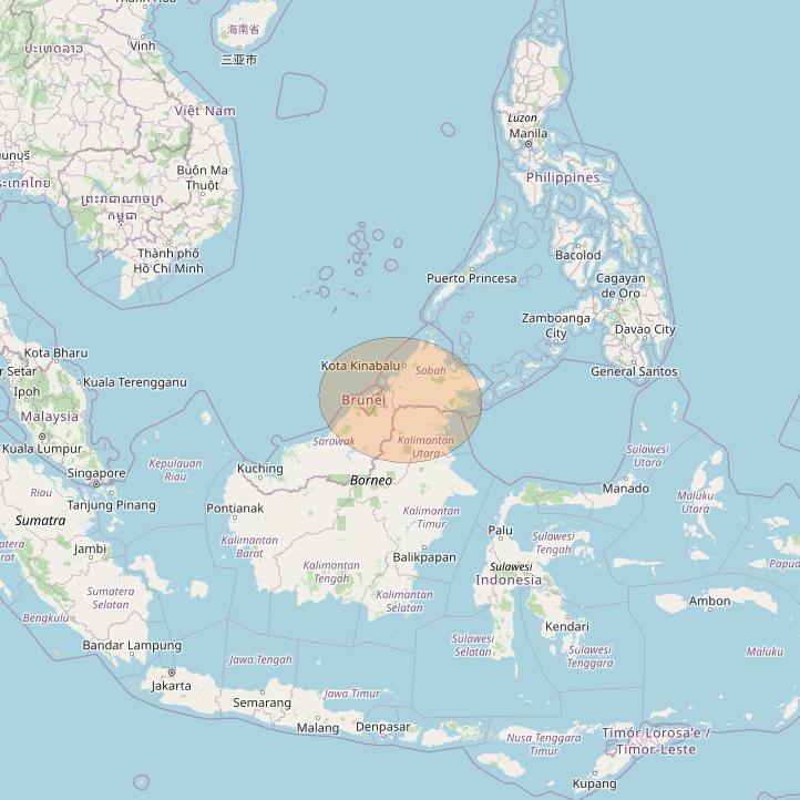 JCSat 1C at 150° E downlink Ka-band S28 (Majuro / Sabah/RHCP/A) User Spot beam coverage map