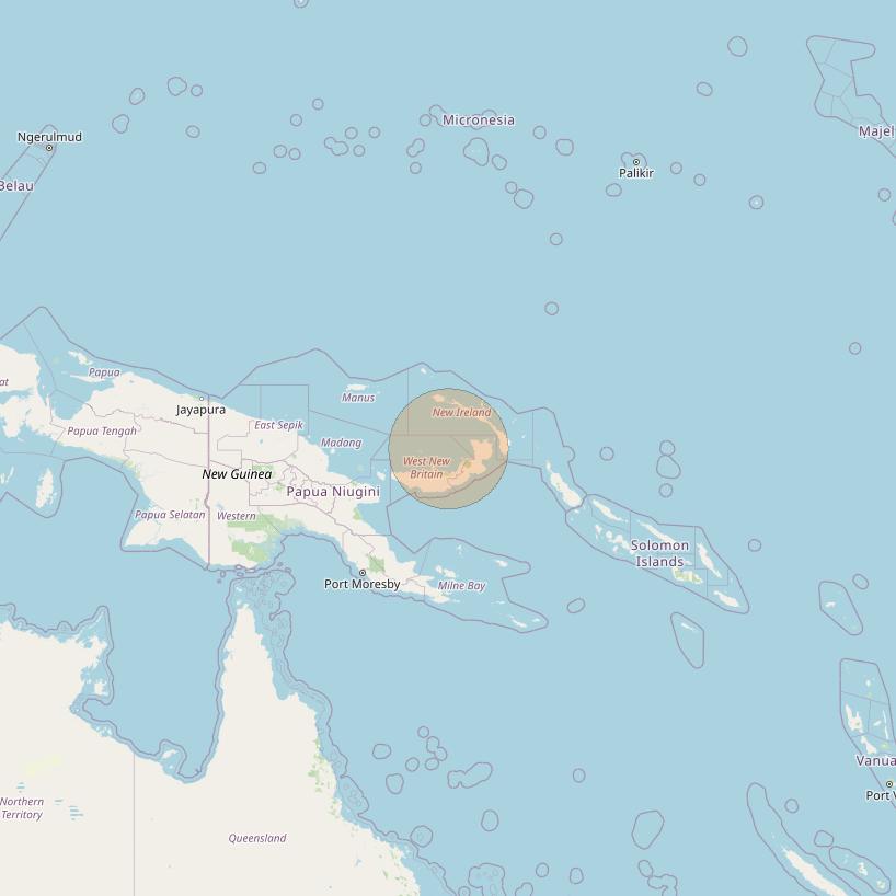 JCSat 1C at 150° E downlink Ka-band S38 (New Britain/LHCP/B) User Spot beam coverage map