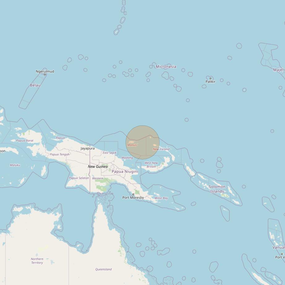 JCSat 1C at 150° E downlink Ka-band S54 (Manus/RHCP/A) User Spot beam coverage map